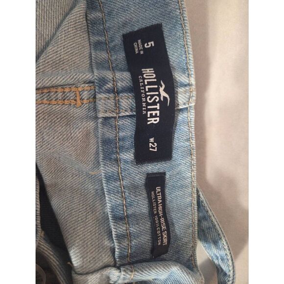 Hollister Light Wash Paper Bag Waist Denim Mini Skirt Sz. 5 / 27 - Picture 5 of 5